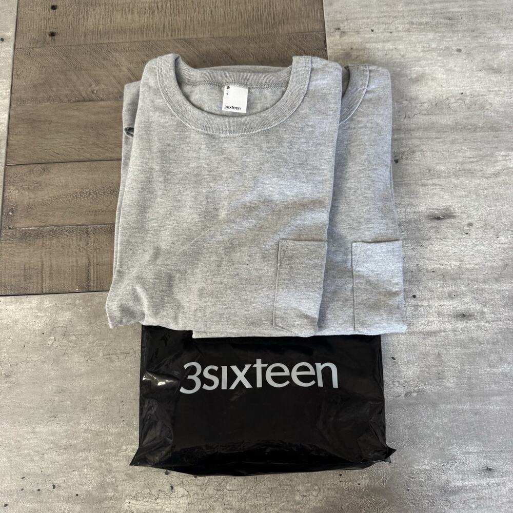3sixteen Mens 2 Pack Heavyweight Grey Short Sleeve Pocket T-Shirts S NEW Tee